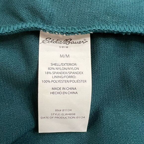 NWT Eddie Bauer One Piece Swimsuit Women’s Medium Bathing Suit Green High Neck - Picture 14 of 16